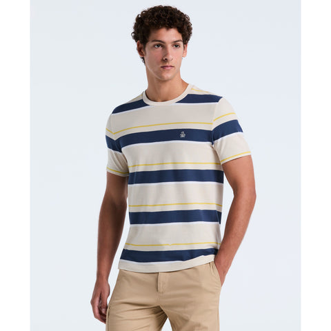 Cotton Pique Engineered Stripe Tee (Birch) 