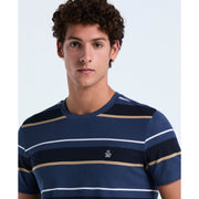 Cotton Pique Engineered Stripe Tee (Sargasso Sea) 