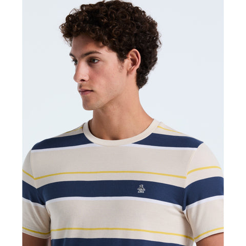Cotton Pique Engineered Stripe Tee (Birch) 