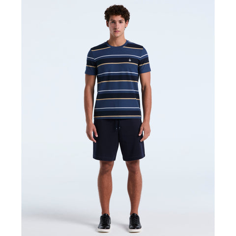 Cotton Pique Engineered Stripe Tee (Sargasso Sea) 