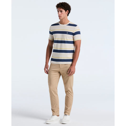 Cotton Pique Engineered Stripe Tee (Birch) 