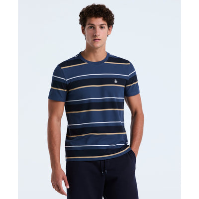 Cotton Pique Engineered Stripe Tee (Sargasso Sea) 