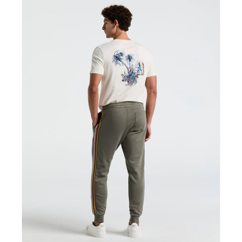Cotton Poly Track Stripe Pant  (Dusty Olive) 
