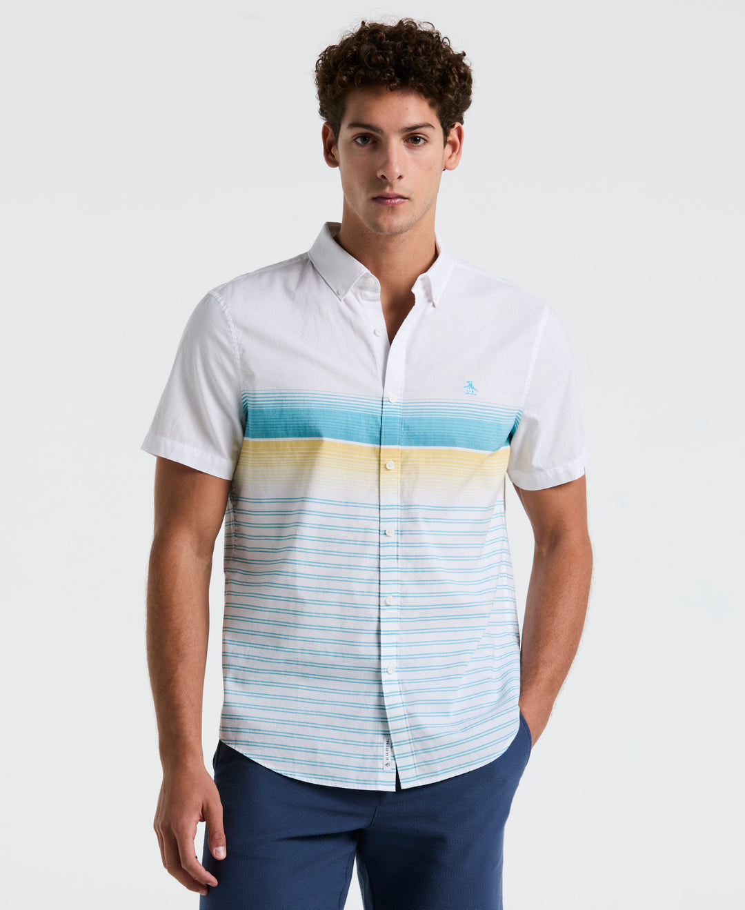 Cotton Poplin Palm Tile Shirt (Bright White) 