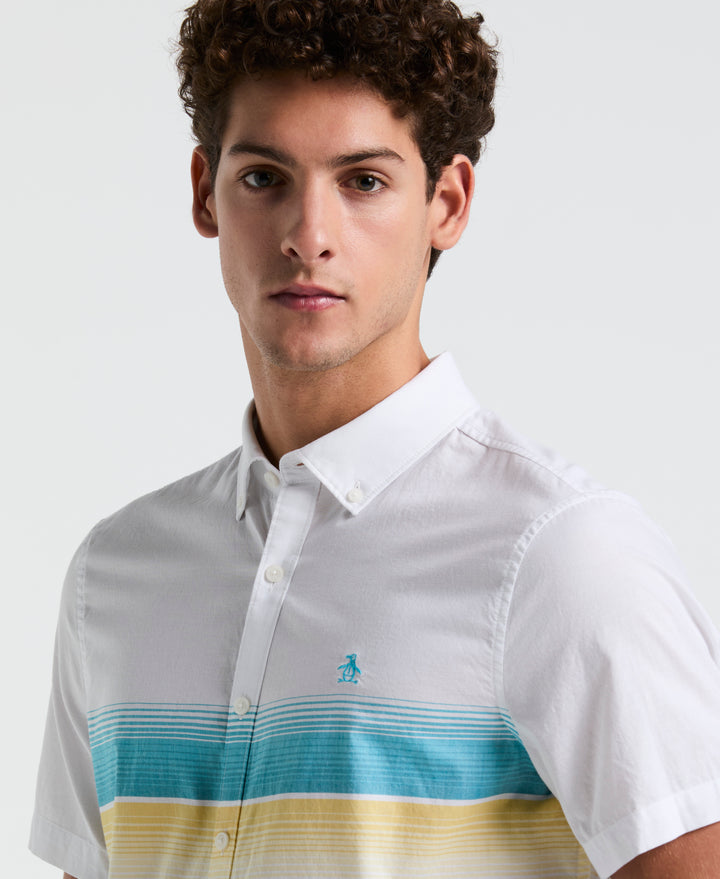 Cotton Poplin Palm Tile Shirt (Bright White) 