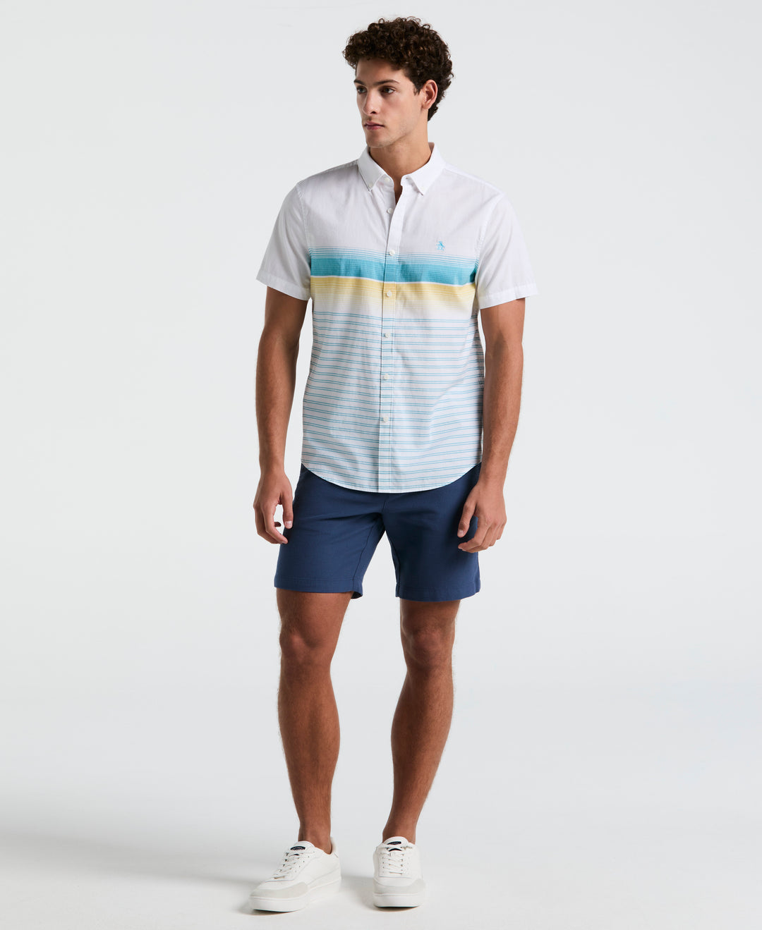 Cotton Poplin Palm Tile Shirt (Bright White) 