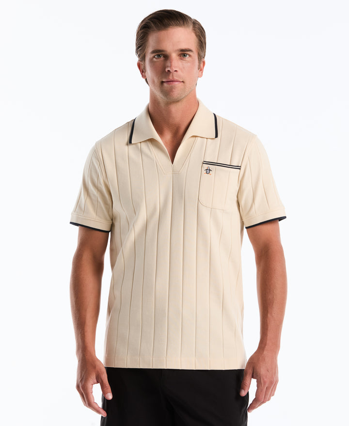 Cotton Rib Open Collar Polo (Birch) 
