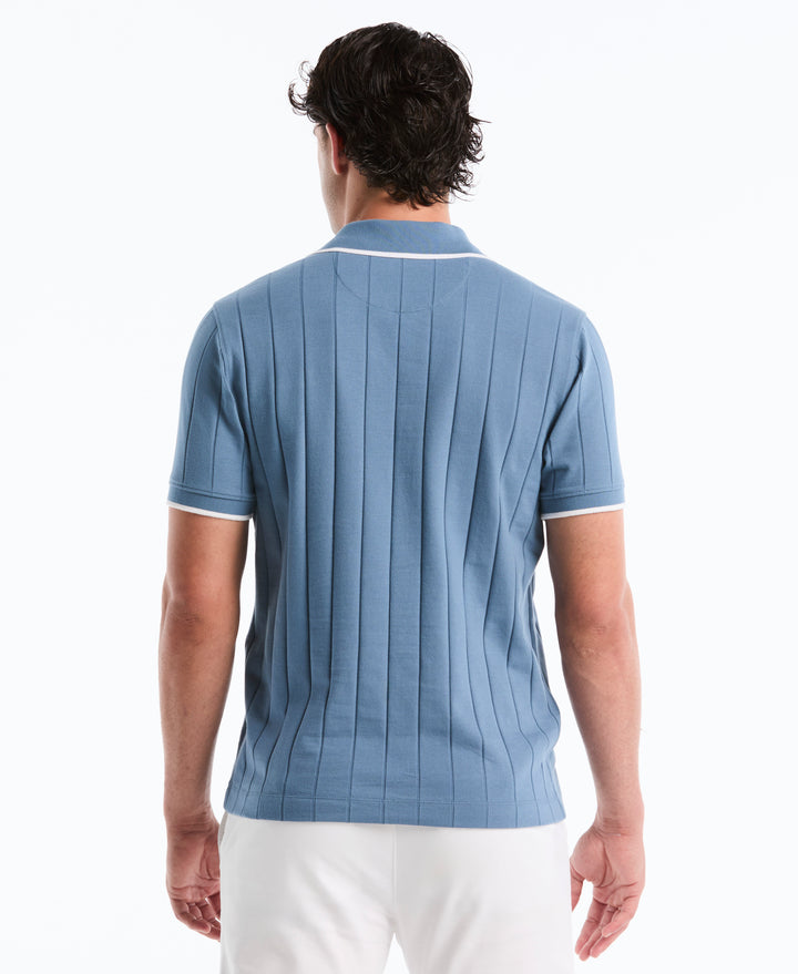 Cotton Rib Open Collar Polo (Copen Blue) 