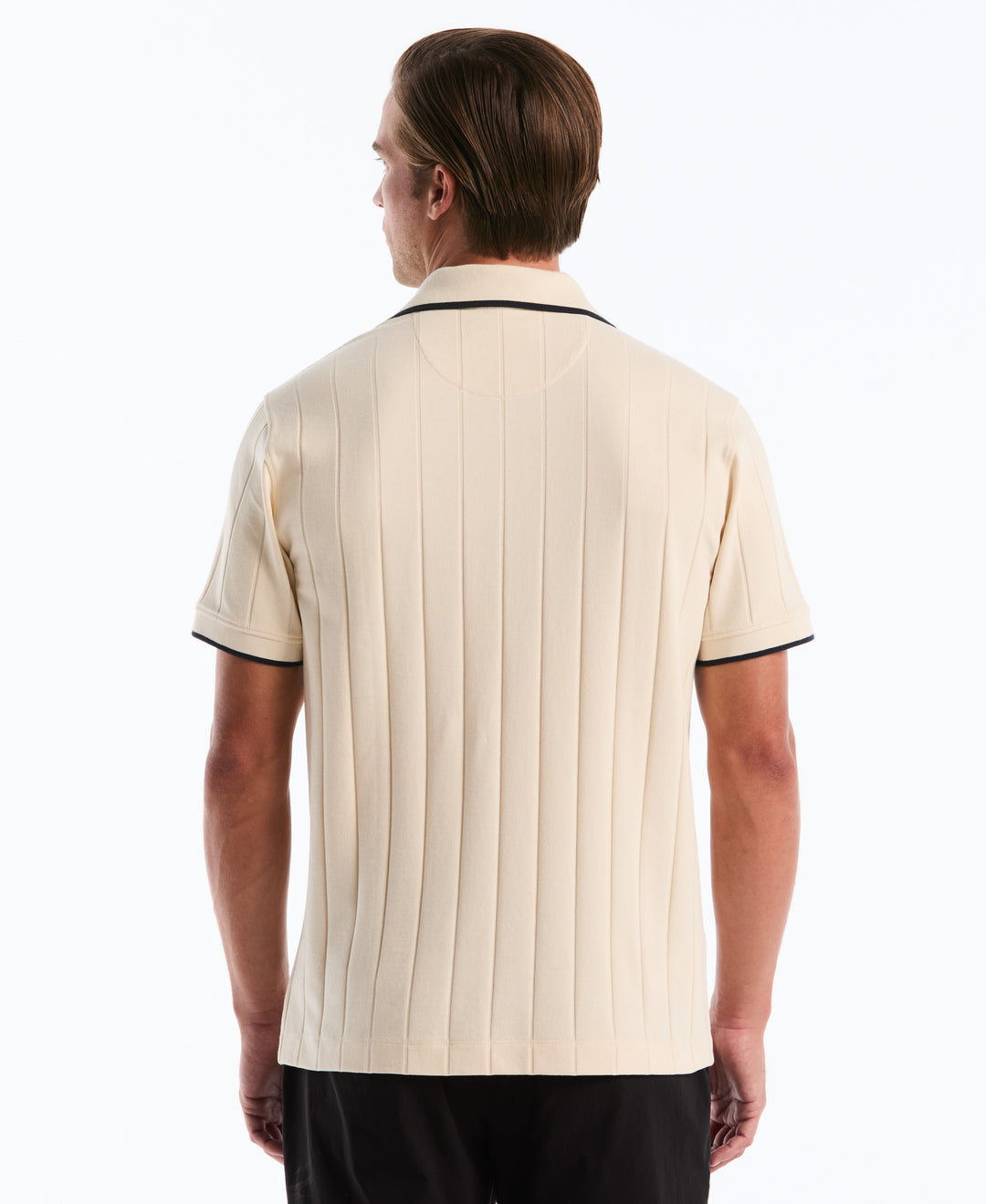 Cotton Rib Open Collar Polo (Birch) 