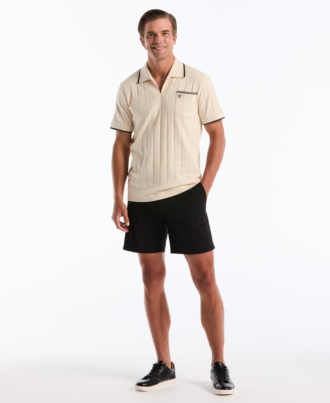 Cotton Rib Open Collar Polo (Birch) 
