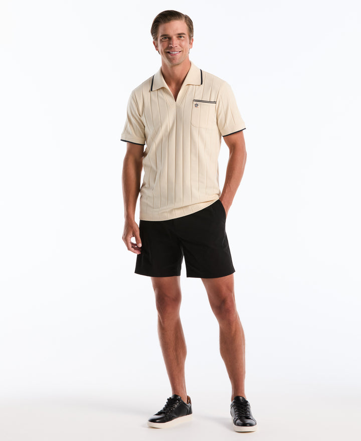 Cotton Rib Open Collar Polo (Birch) 