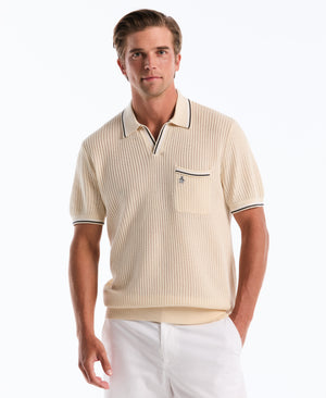Ribbed Johnny Collar Sweater Polo (Birch) 