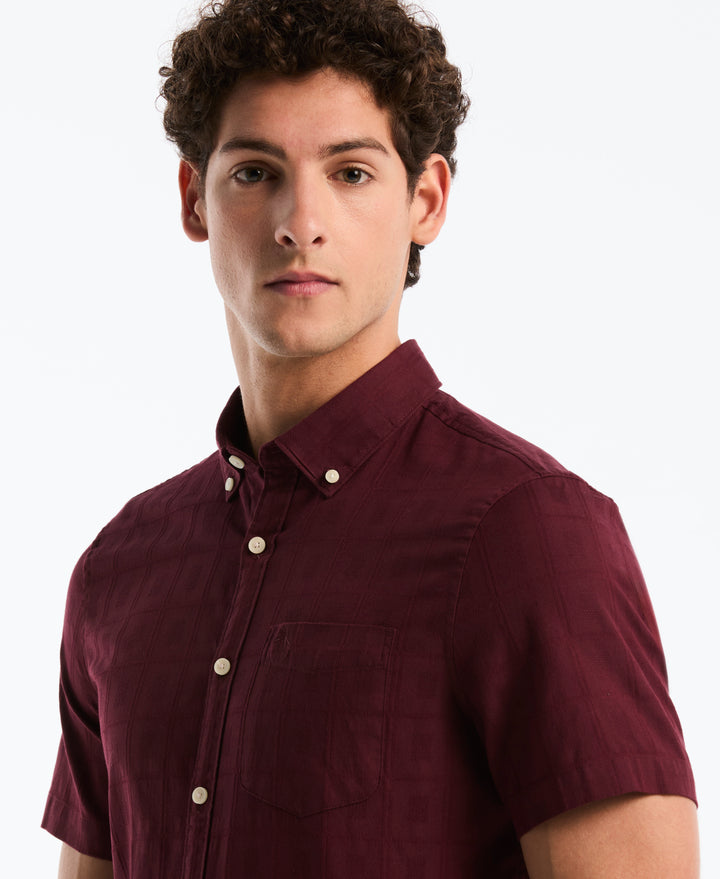 Cotton Short Sleeve Dobby Check Shirt (Port Royale) 