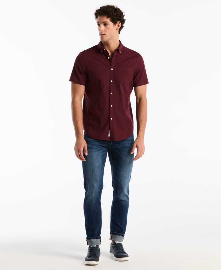 Cotton Short Sleeve Dobby Check Shirt (Port Royale) 