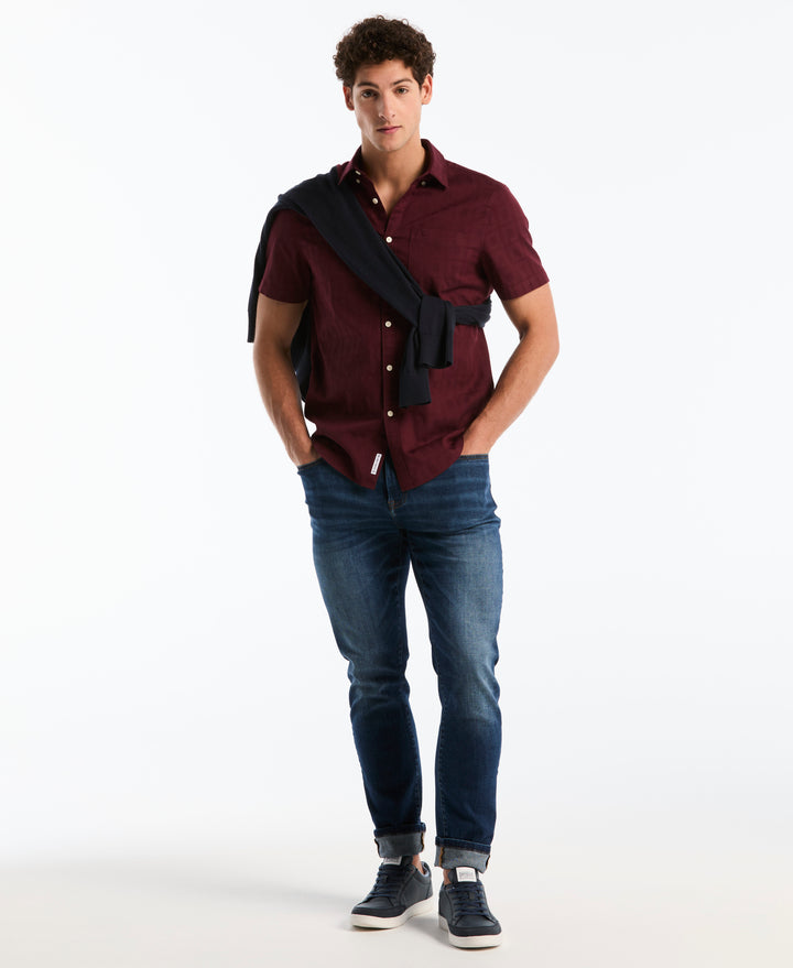Cotton Short Sleeve Dobby Check Shirt (Port Royale) 