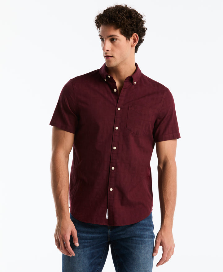 Cotton Short Sleeve Dobby Check Shirt (Port Royale) 