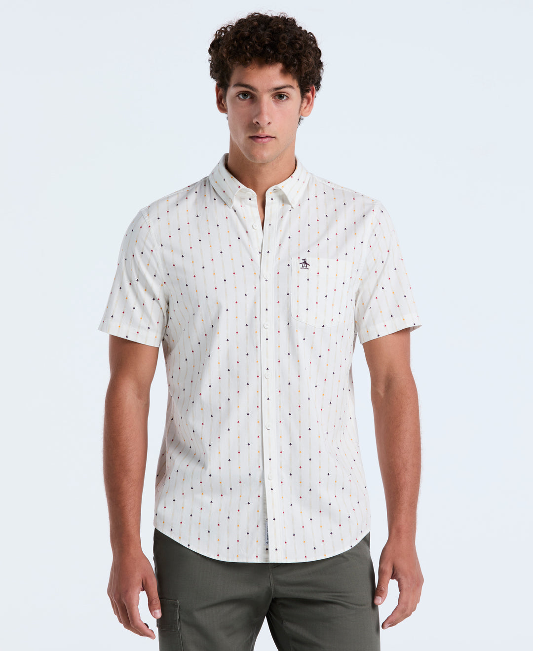 Stretch Stripe Short Sleeve Shirt (Bright White) 