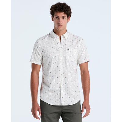 Stretch Stripe Short Sleeve Shirt (Bright White) 