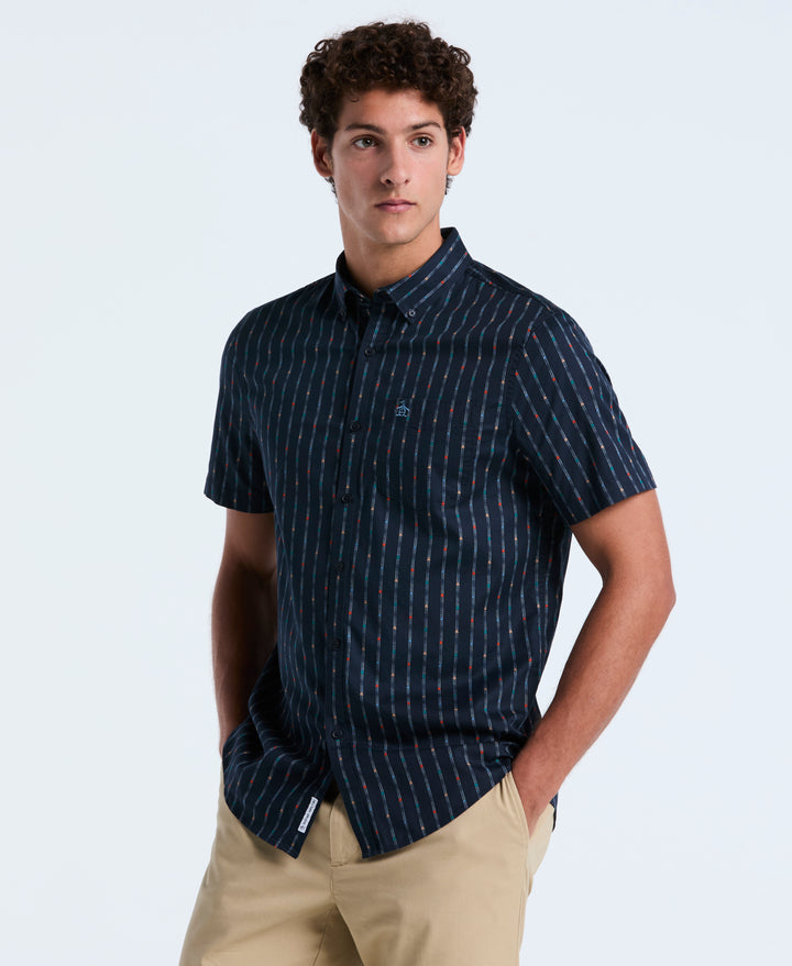 Stretch Stripe Short Sleeve Shirt (Dark Sapphire) 
