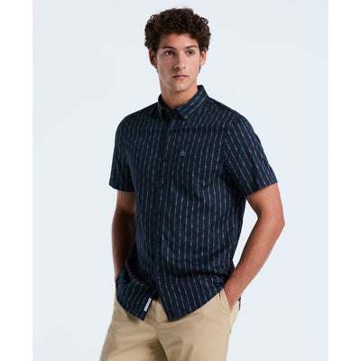 Stretch Stripe Short Sleeve Shirt (Dark Sapphire) 