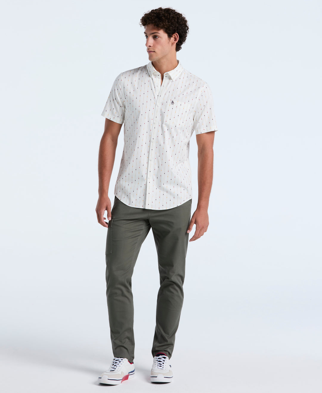 Stretch Stripe Short Sleeve Shirt (Bright White) 