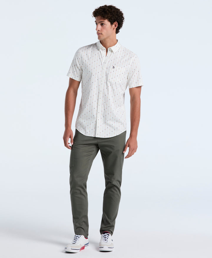 Stretch Stripe Short Sleeve Shirt (Bright White) 