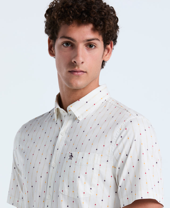 Stretch Stripe Short Sleeve Shirt (Bright White) 