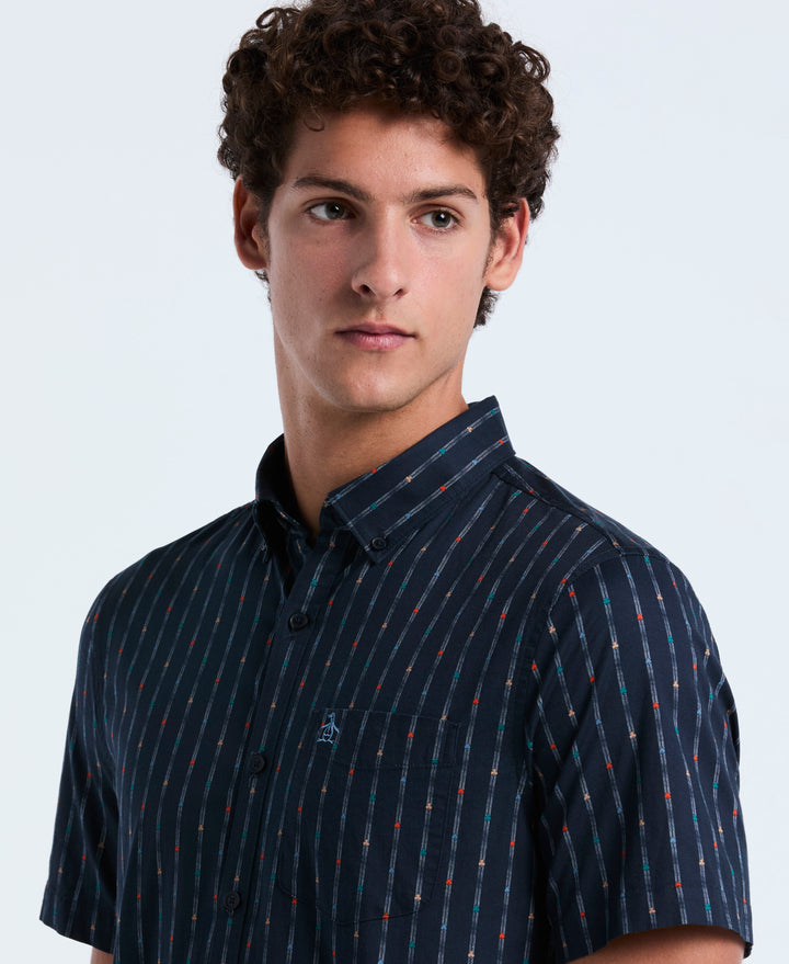 Stretch Stripe Short Sleeve Shirt (Dark Sapphire) 