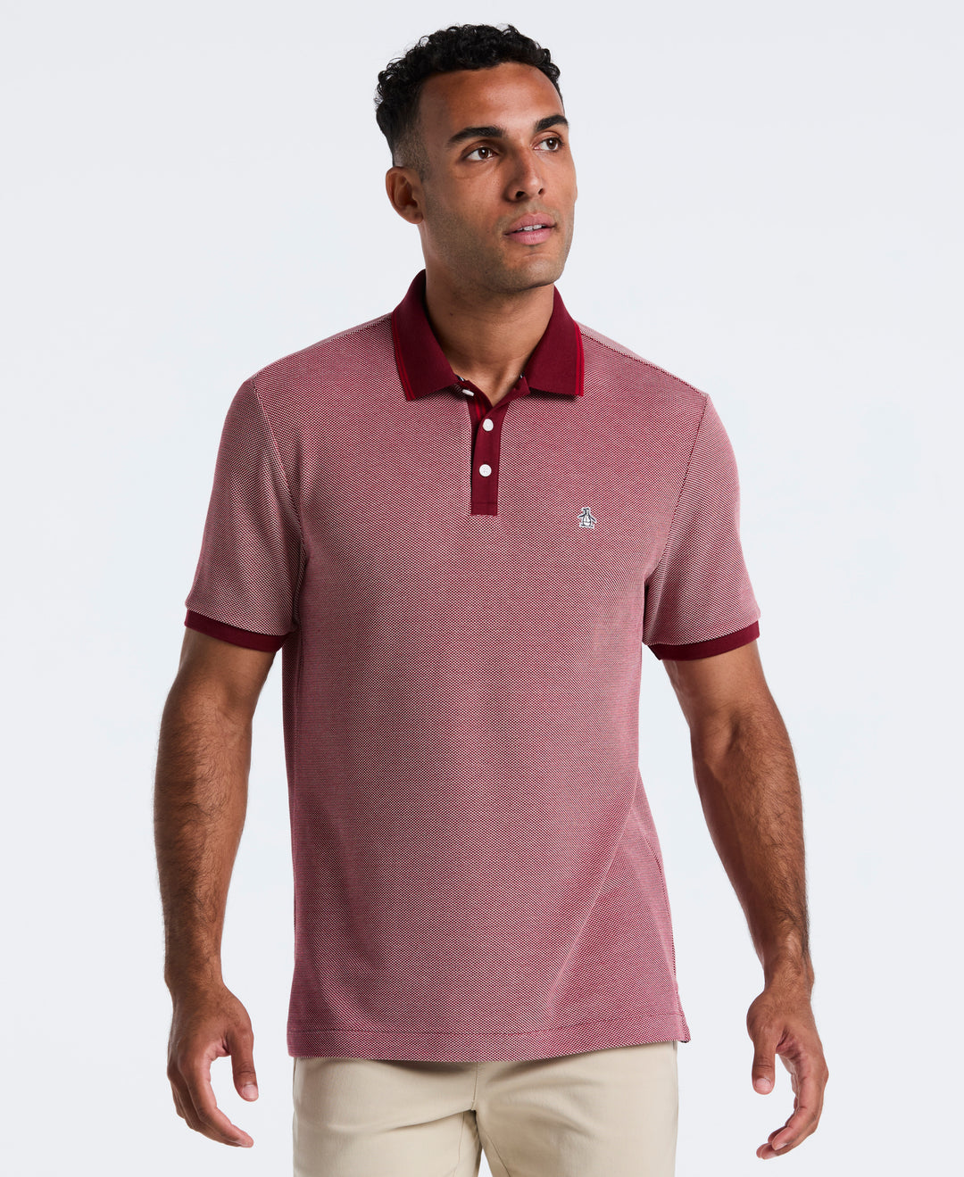 Cotton Tricolor Pique Polo (Cabernet) 