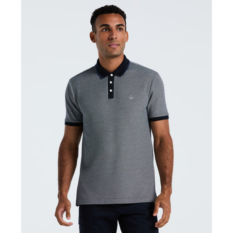 Cotton Tricolor Pique Polo (Dark Sapphire) 