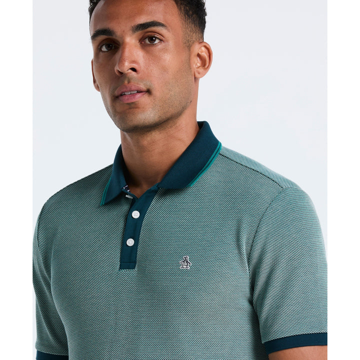 Cotton Tricolor Pique Polo (Reflecting Pond) 