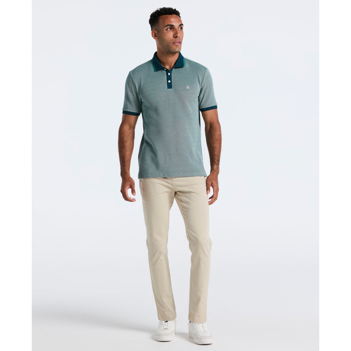 Cotton Tricolor Pique Polo (Reflecting Pond) 
