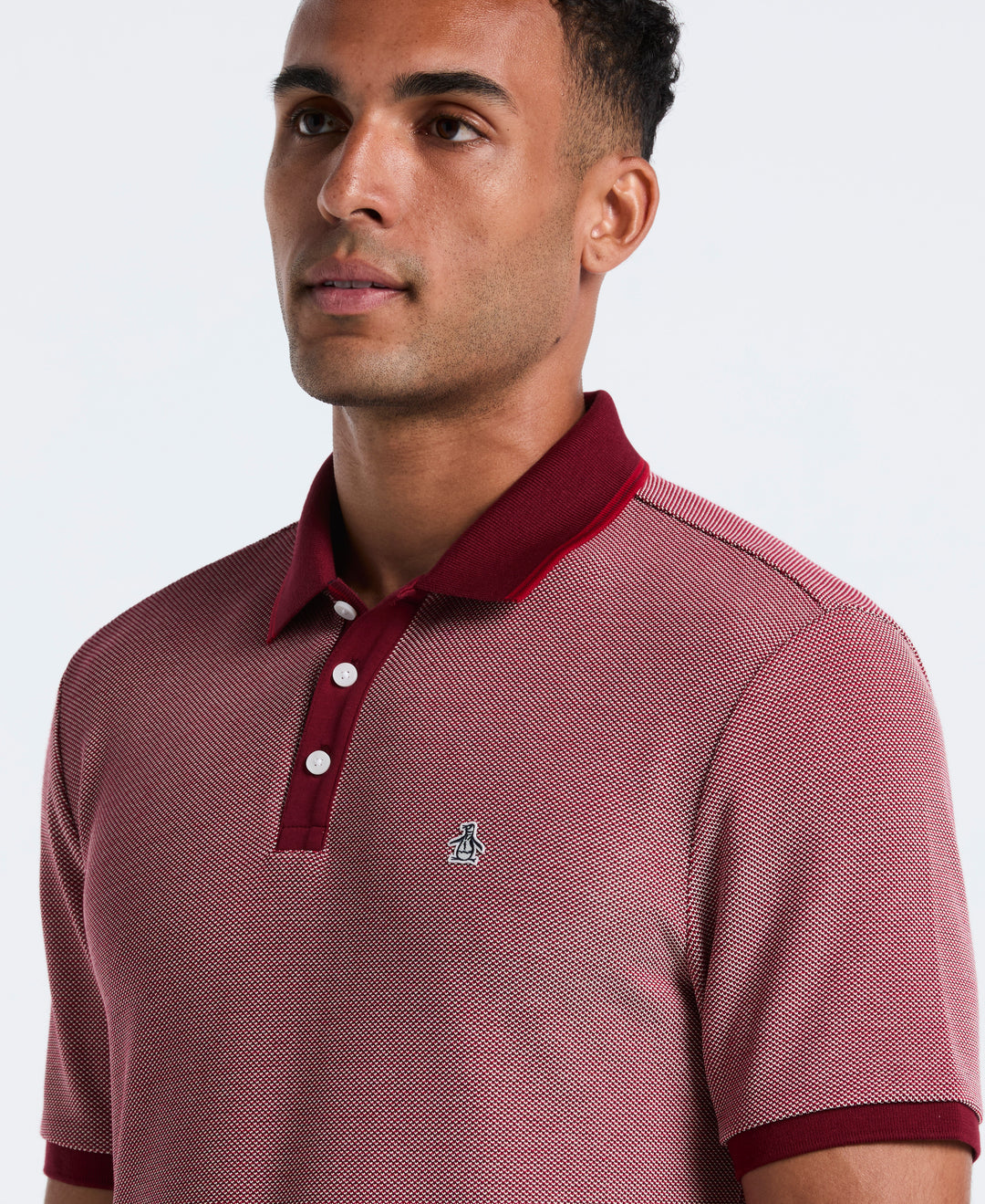Cotton Tricolor Pique Polo (Cabernet) 