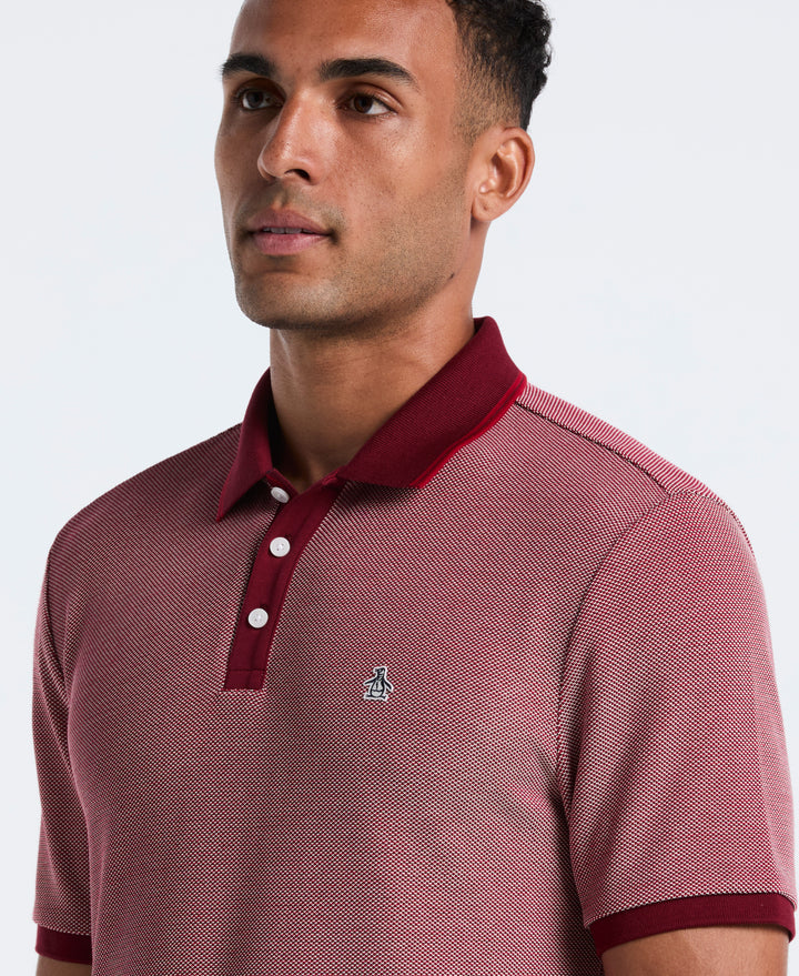 Cotton Tricolor Pique Polo (Cabernet) 
