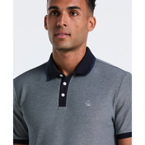 Cotton Tricolor Pique Polo (Dark Sapphire) 