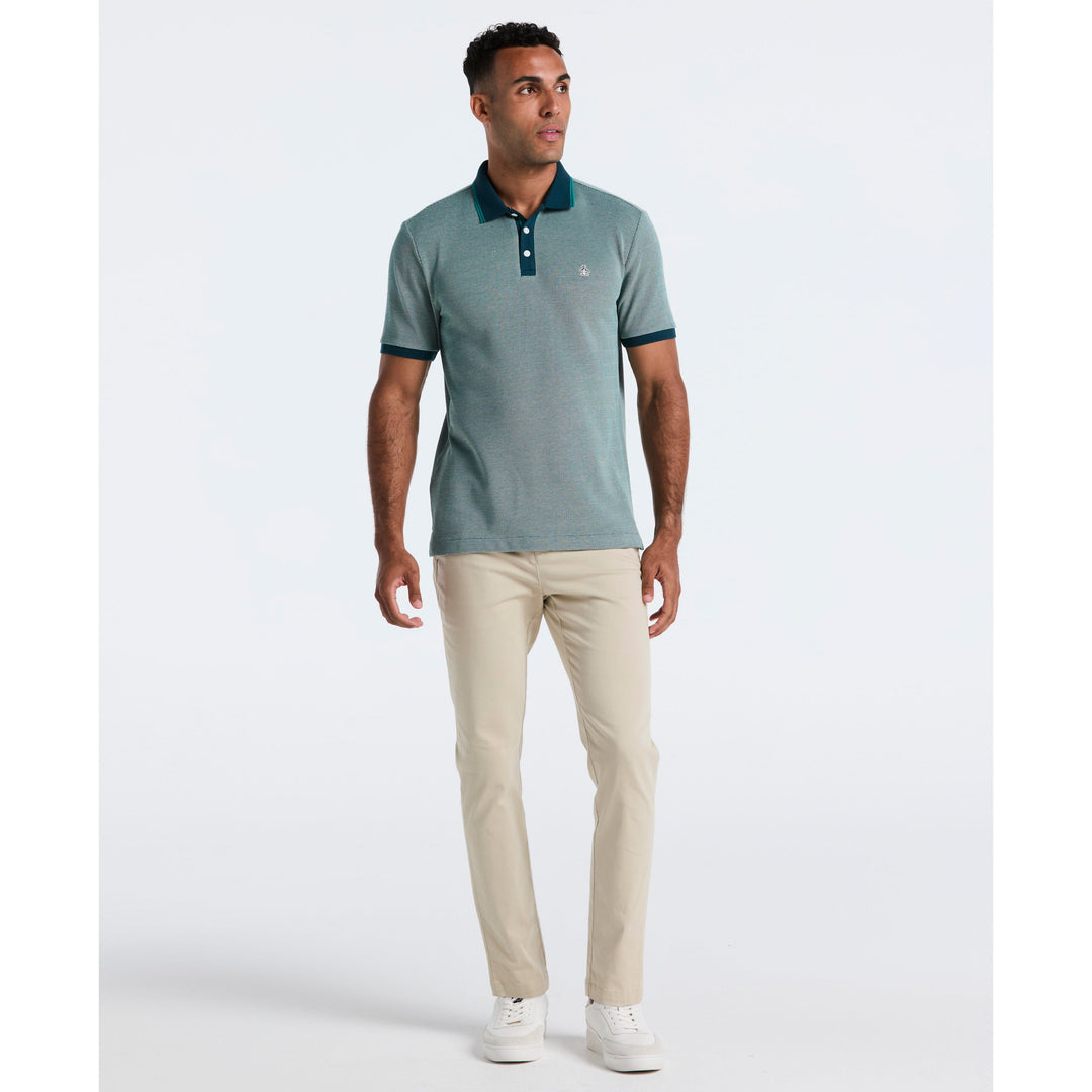 Cotton Tricolor Pique Polo (Reflecting Pond) 
