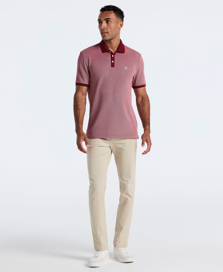 Cotton Tricolor Pique Polo (Cabernet) 