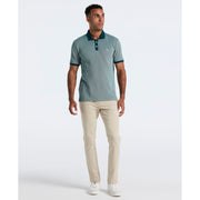 Cotton Tricolor Pique Polo (Reflecting Pond) 
