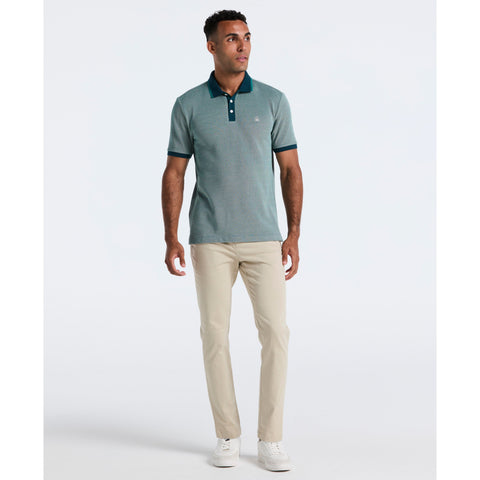 Cotton Tricolor Pique Polo (Reflecting Pond) 