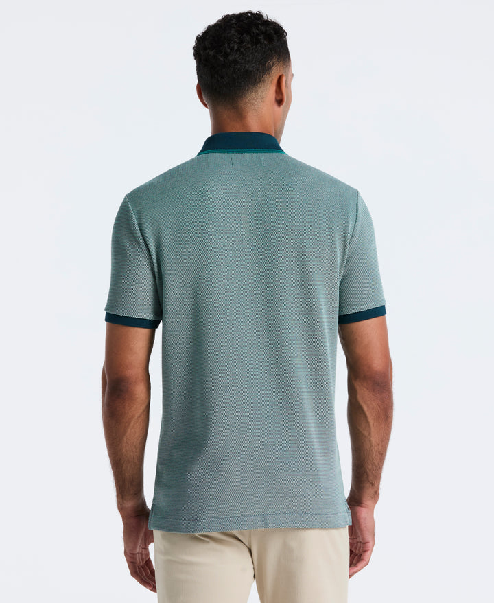 Cotton Tricolor Pique Polo (Reflecting Pond) 