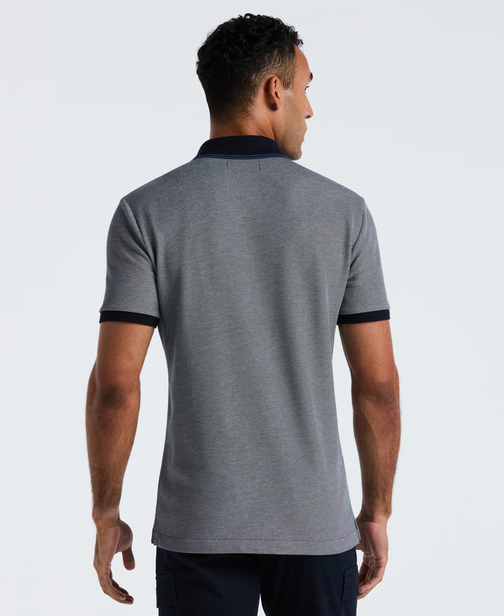 Cotton Tricolor Pique Polo (Dark Sapphire) 