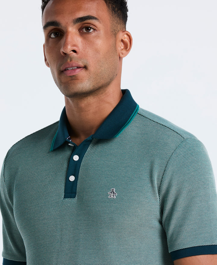 Cotton Tricolor Pique Polo (Reflecting Pond) 