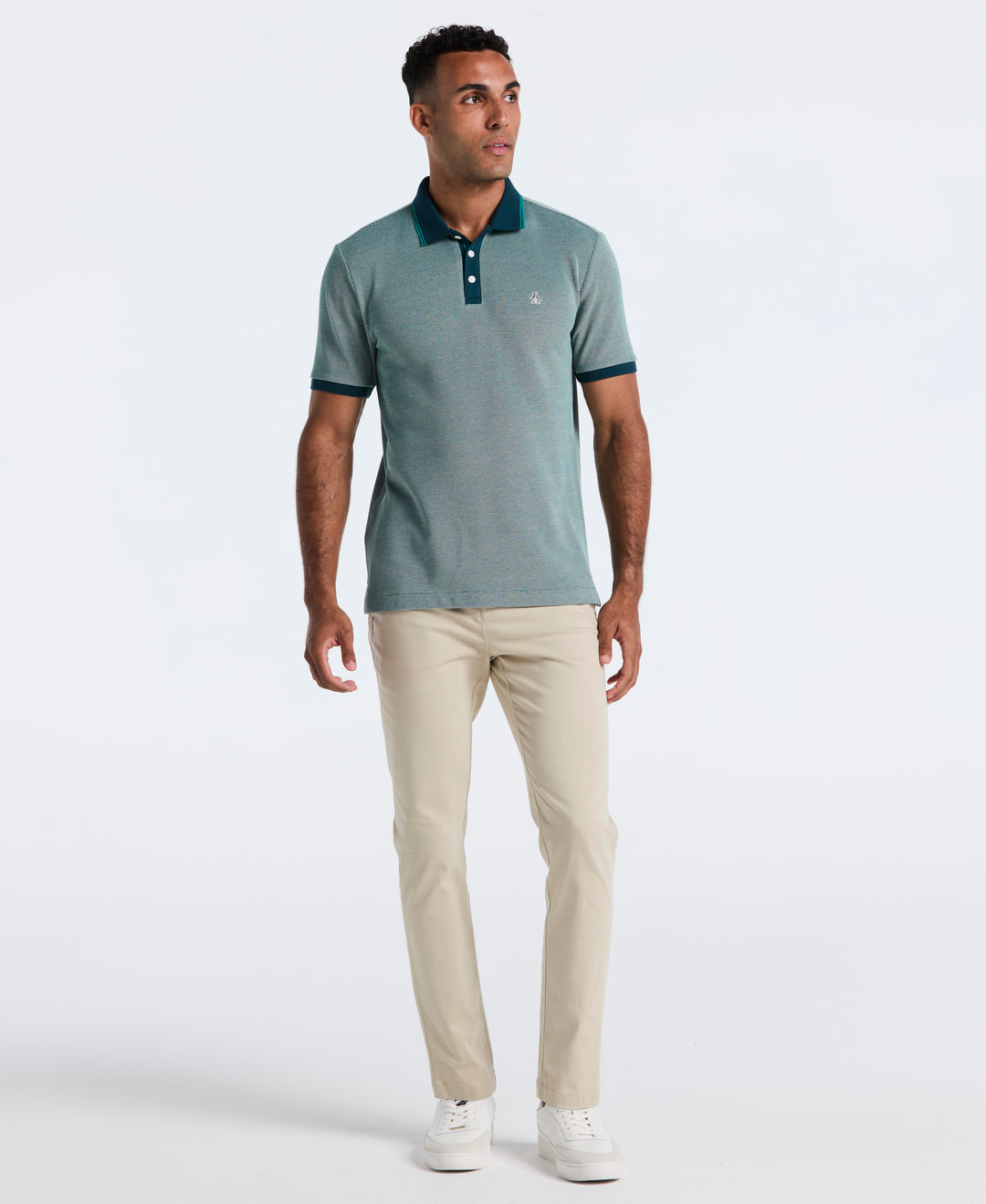 Cotton Tricolor Pique Polo (Reflecting Pond) 
