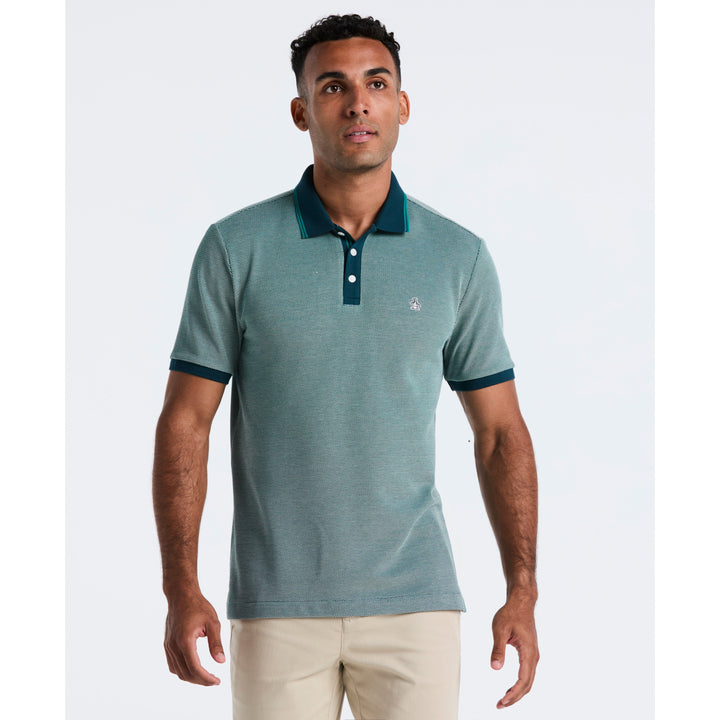 Cotton Tricolor Pique Polo (Reflecting Pond) 