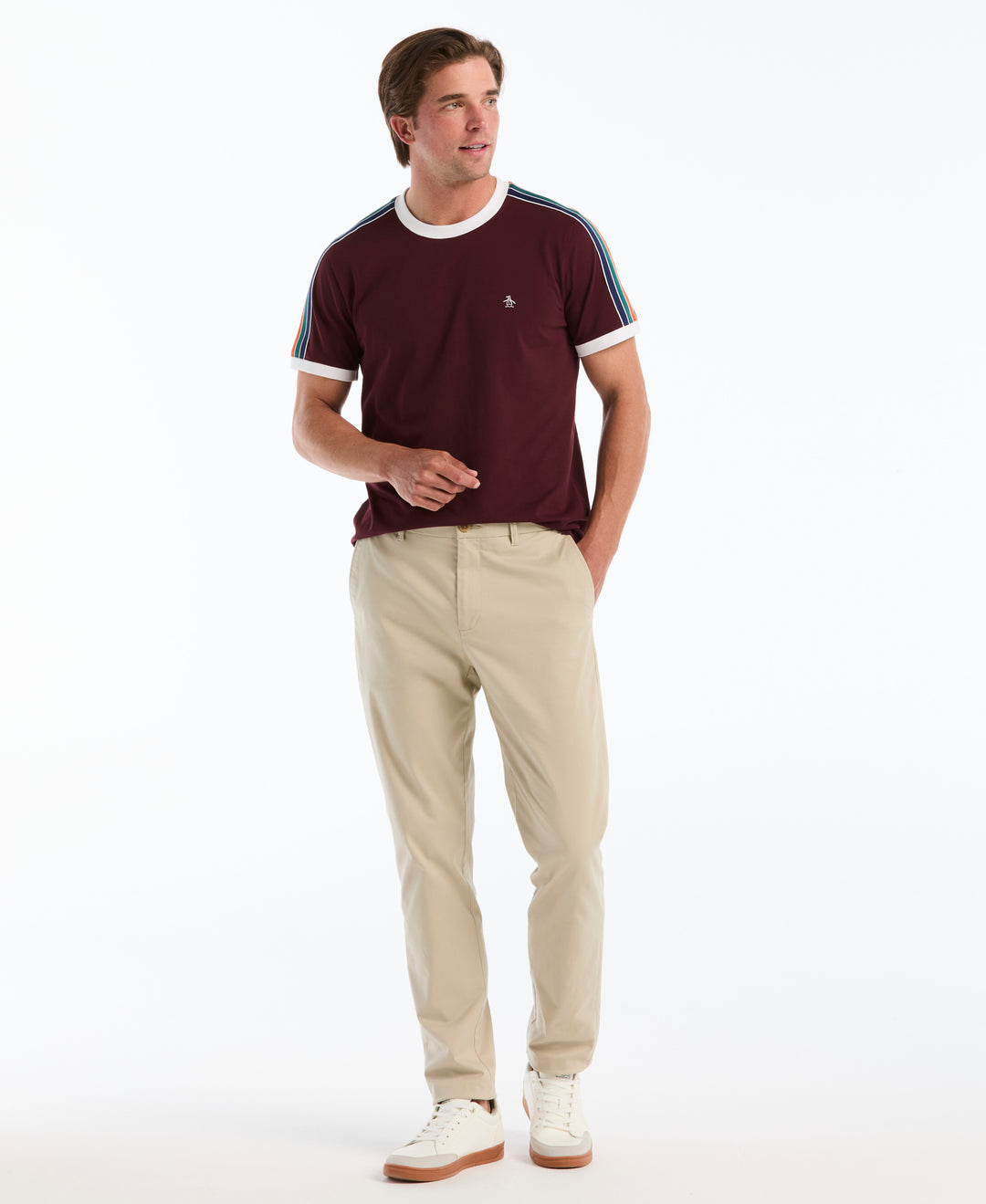 Cotton Tricolor Tape Ringer Tee (Port Royale) 