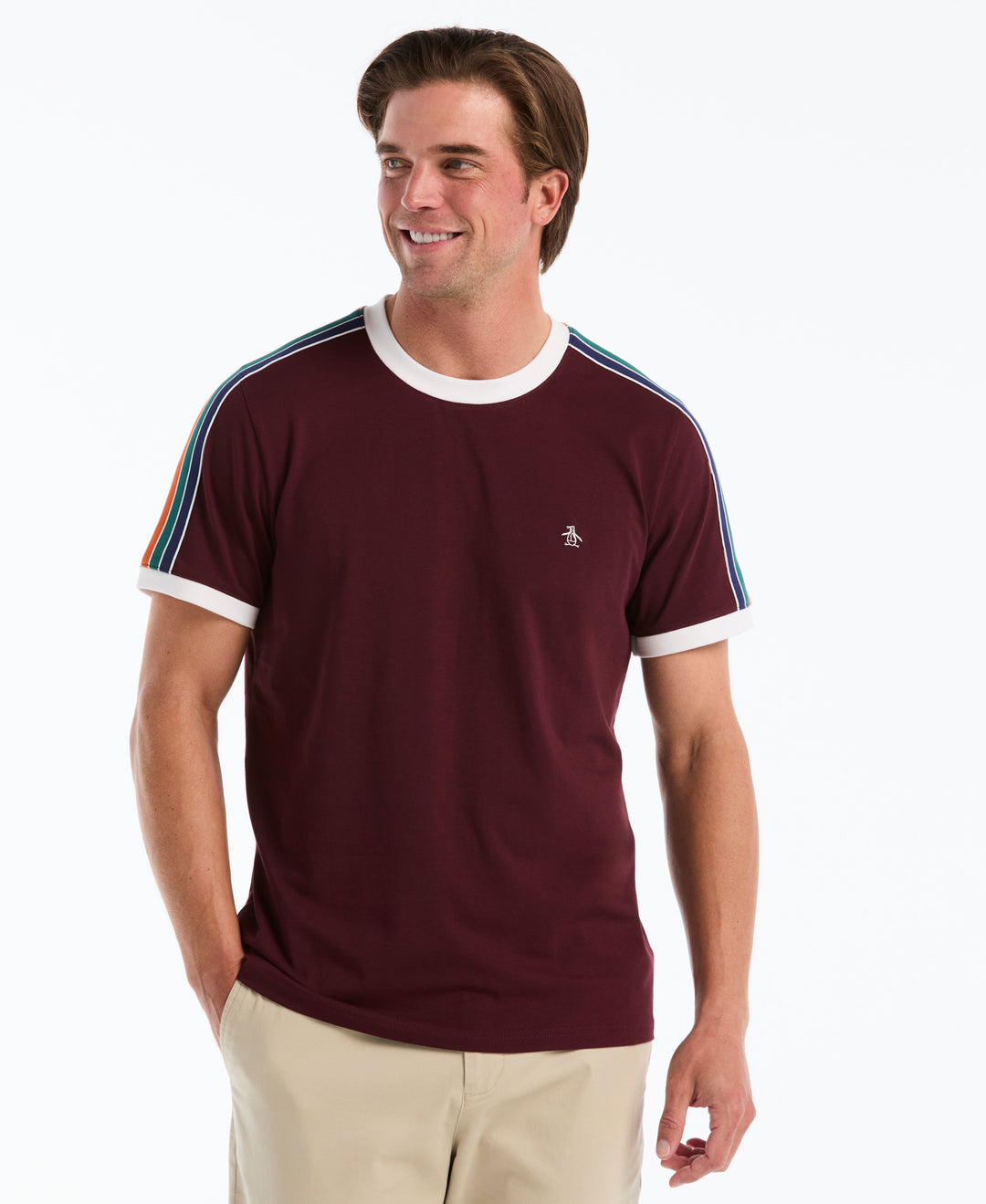 Cotton Tricolor Tape Ringer Tee (Port Royale) 
