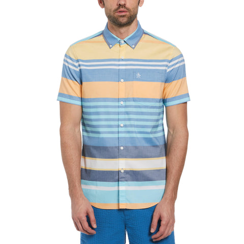 Cotton Twill Multi Color Stripe Shirt (Vallarta Blue) 
