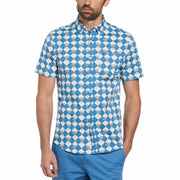 Cotton Twill Palm Tree Tile Shirt (Vallarta Blue) 