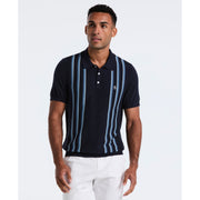 Cotton Vertical Stripe Sweater Polo (Dark Sapphire) 