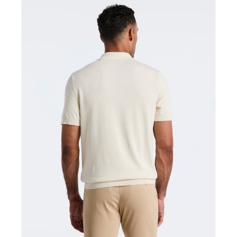 Cotton Vertical Stripe Sweater Polo (Birch) 